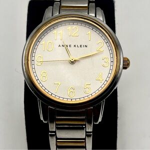 Anne Klein Classic Two-Tone Wrist Watch 6" Stretch Band New Battery